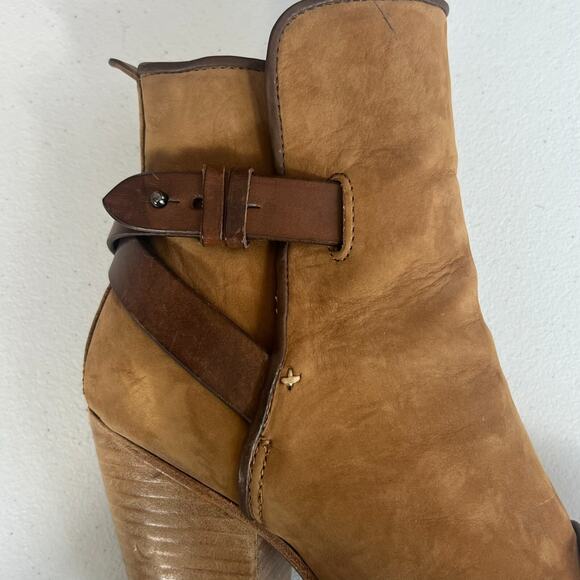 Rag & Bone Women's Boots 6.5 Kinsey Carmel Tan Nubuck Leather Strap Ankle Heel - Picture 11 of 15